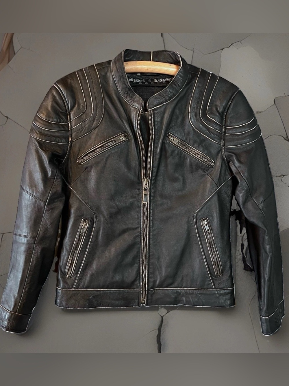 BLACK BRAND LEATHER MOTORCYCLE JACKET WOMEN'S CHARMER BLACK SIZE S/M Ret. $300